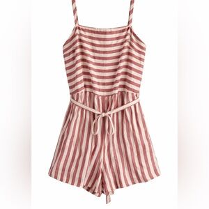 C&C California Linen Striped Romper Size L NWT